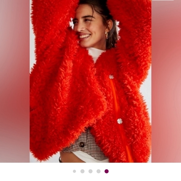 Free People Burnt Orange/ Red Lena Teddy Jacket.. Oversized .. Make Offer! - Picture 5 of 6